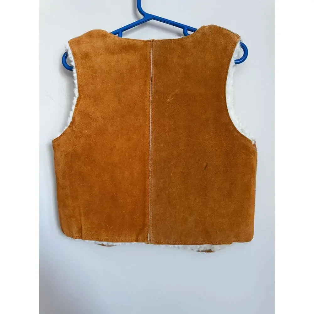 Vintage Sears Suede Sherpa Lined Toddler Vest – Size L (Est 4-5)‎